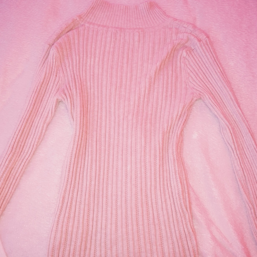 Pink Ribbed Turtleneck Sweater